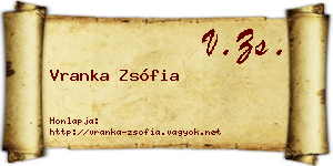 Vranka Zsófia névjegykártya